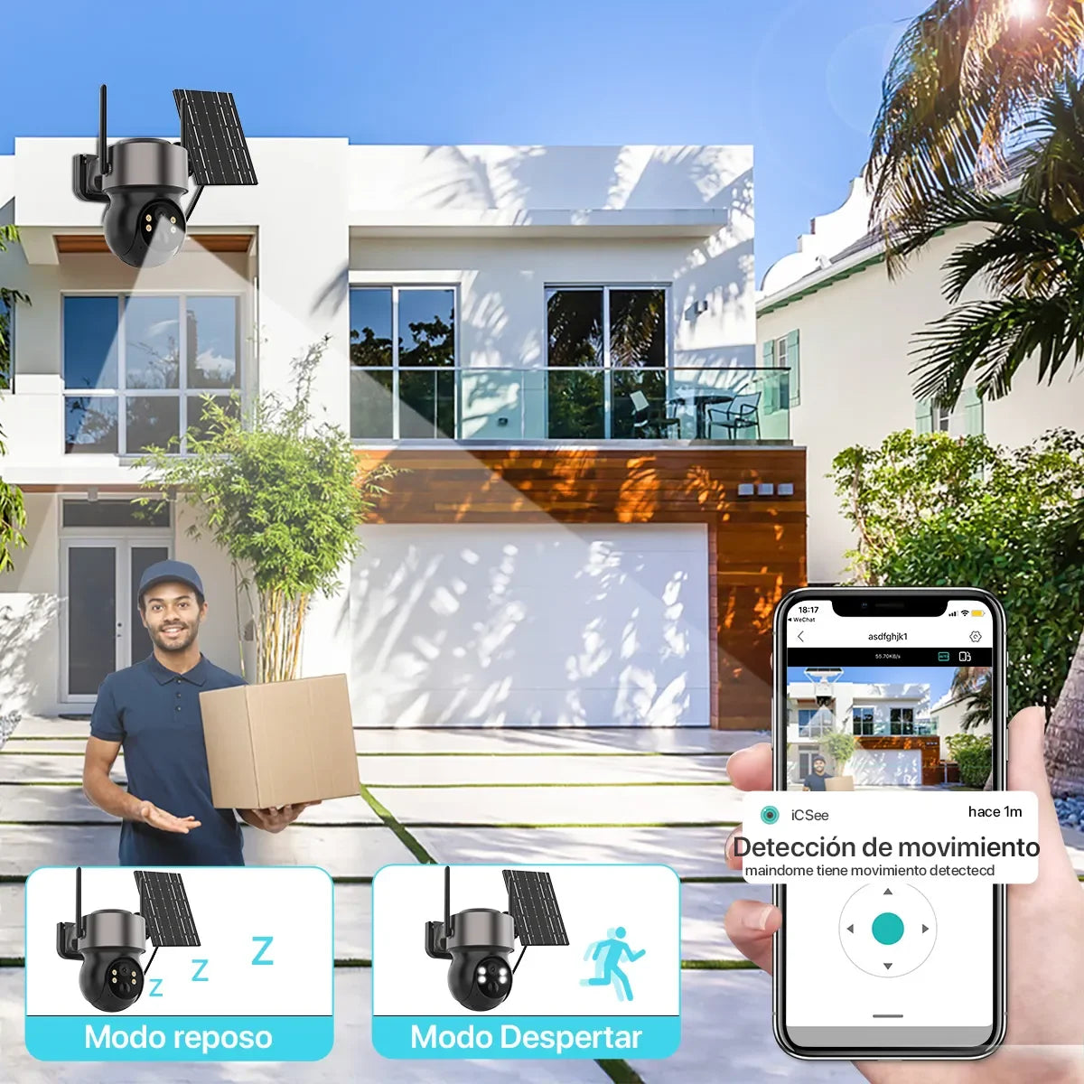 Cámara de Seguridad Solar Exterior 4MP WiFi HD | Sin Cables | Visión Nocturna Color | Batería Recargable - Mijaíl Tienda