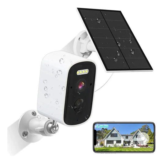 Cámara Solar de Seguridad Nanwei 5MP WiFi Exterior | Batería Recargable | Visión Nocturna | Compatible Alexa | App iCSee/TrisHome - Mijaíl Tienda