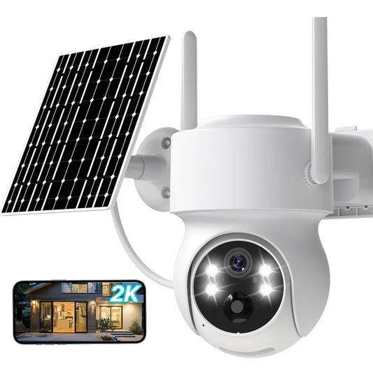 Cámara Solar PTZ Exterior WiFi HD 4MP | 360° Motorizada | Sin Cables | Visión Nocturna Color | Audio Bidireccional - Mijaíl Tienda