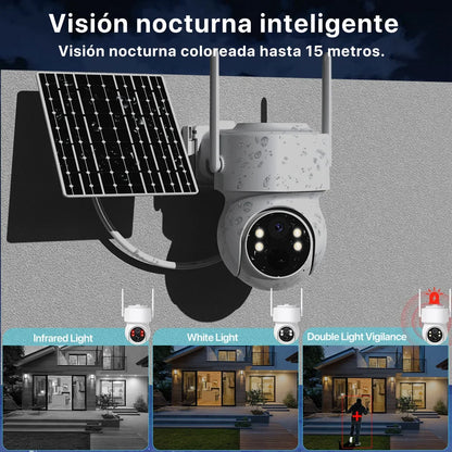 Cámara Solar PTZ Exterior WiFi HD 4MP | 360° Motorizada | Sin Cables | Visión Nocturna Color | Audio Bidireccional - Mijaíl Tienda
