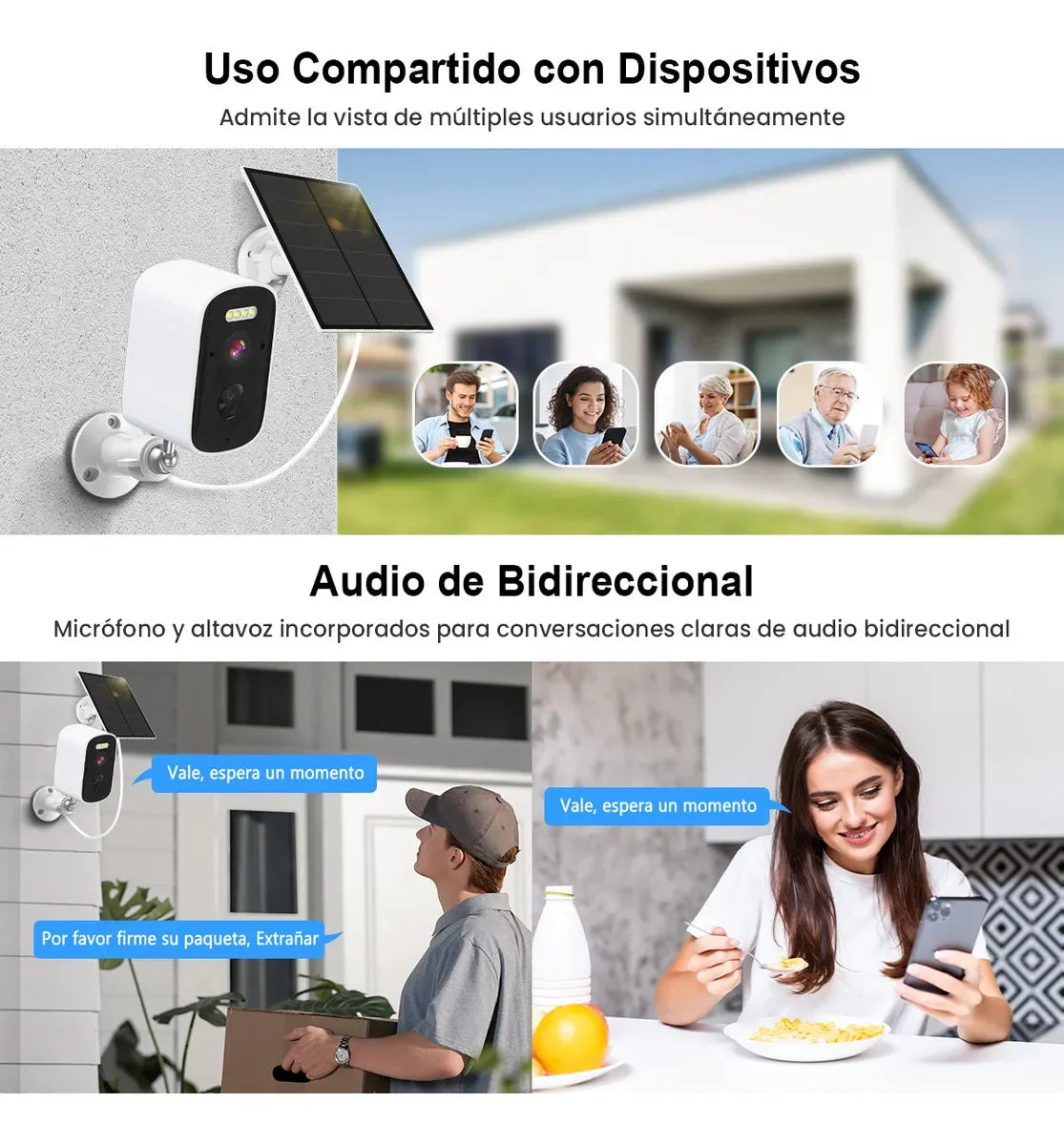 Cámara Solar de Seguridad Nanwei 5MP WiFi Exterior | Batería Recargable | Visión Nocturna | Compatible Alexa | App iCSee/TrisHome - Mijaíl Tienda