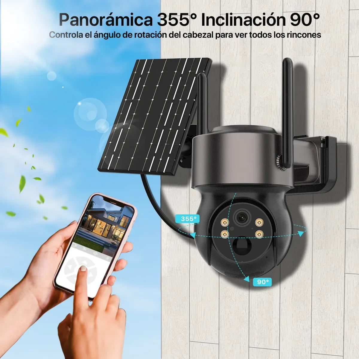 Cámara de Seguridad Solar Exterior 4MP WiFi HD | Sin Cables | Visión Nocturna Color | Batería Recargable - Mijaíl Tienda