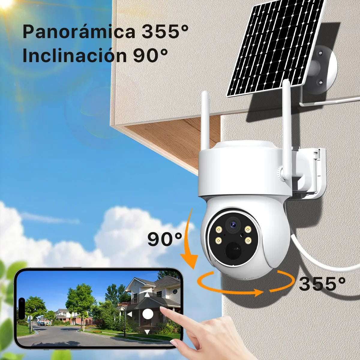 Cámara Solar PTZ Exterior WiFi HD 4MP | 360° Motorizada | Sin Cables | Visión Nocturna Color | Audio Bidireccional - Mijaíl Tienda