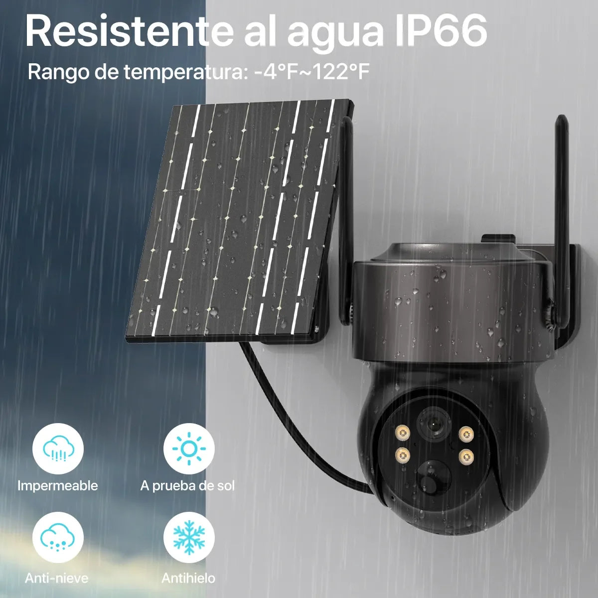 Cámara de Seguridad Solar Exterior 4MP WiFi HD | Sin Cables | Visión Nocturna Color | Batería Recargable - Mijaíl Tienda