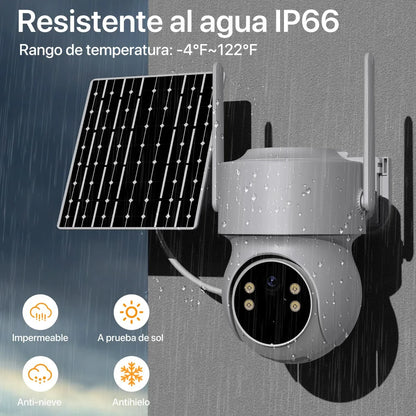 Cámara Solar PTZ Exterior WiFi HD 4MP | 360° Motorizada | Sin Cables | Visión Nocturna Color | Audio Bidireccional - Mijaíl Tienda