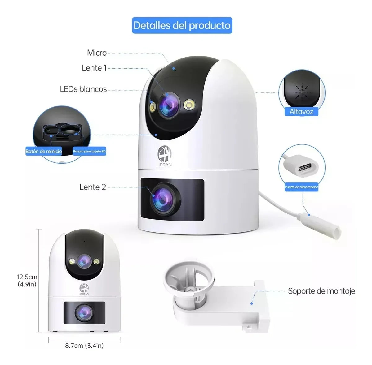Cámara Exterior 2K Dual-Lens 360° | Wi-Fi 5 GHz/2.4 GHz | Color Night Vision | Instalación Fácil - Mijaíl Tienda