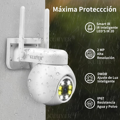 Kit NVR Wi-Fi 4 Cámaras 2 MP + Disco 500 GB | Visión Nocturna Color, Doble Luz, Alarma, Audio Bidireccional | Fácil instalación - Mijaíl Tienda