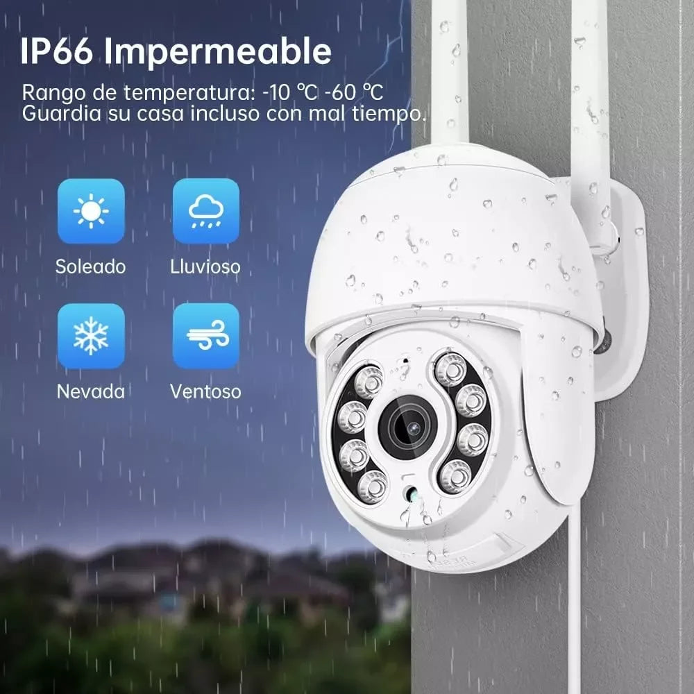 Cámara PTZ IP 3MP Exterior 360° | Wi-Fi, Audio Bidireccional, Visión Nocturna Color, Detección de Movimiento | IP66 - Mijaíl Tienda