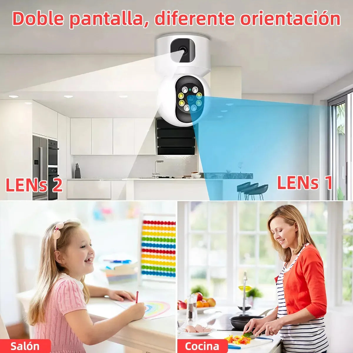 Cámara Interior IP 4 MP Doble Lente 180° – Wi-Fi, Visión Nocturna, Alarma - Mijaíl Tienda
