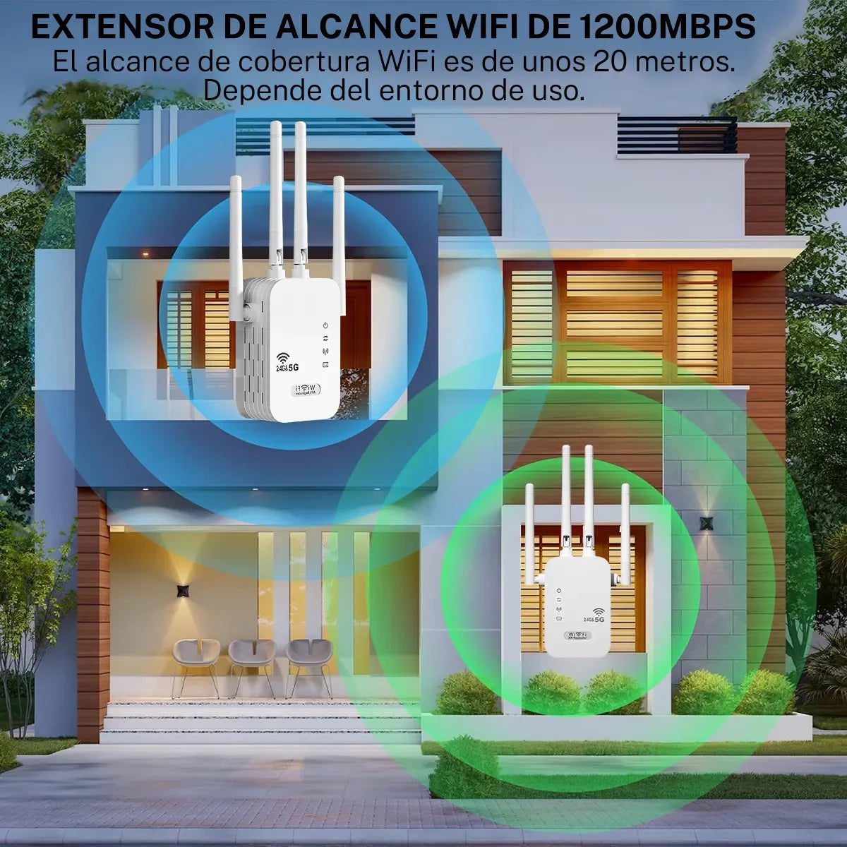 Repetidor Wi-Fi 1200 Mbps 5 GHz/2.4 GHz Dual Band | 4 Antenas, Hotspot, WPS, LAN, Hysmart | Extensor Cobertura Rápido - Mijaíl Tienda