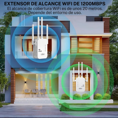 Repetidor Wi-Fi 1200 Mbps 5 GHz/2.4 GHz Dual Band | 4 Antenas, Hotspot, WPS, LAN, Hysmart | Extensor Cobertura Rápido - Mijaíl Tienda