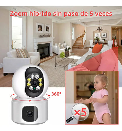 Cámara Interior IP 4 MP Doble Lente 180° – Wi-Fi, Visión Nocturna, Alarma - Mijaíl Tienda