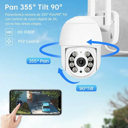 Cámara PTZ IP 3MP Exterior 360° | Wi-Fi, Audio Bidireccional, Visión Nocturna Color, Detección de Movimiento | IP66 - Mijaíl Tienda