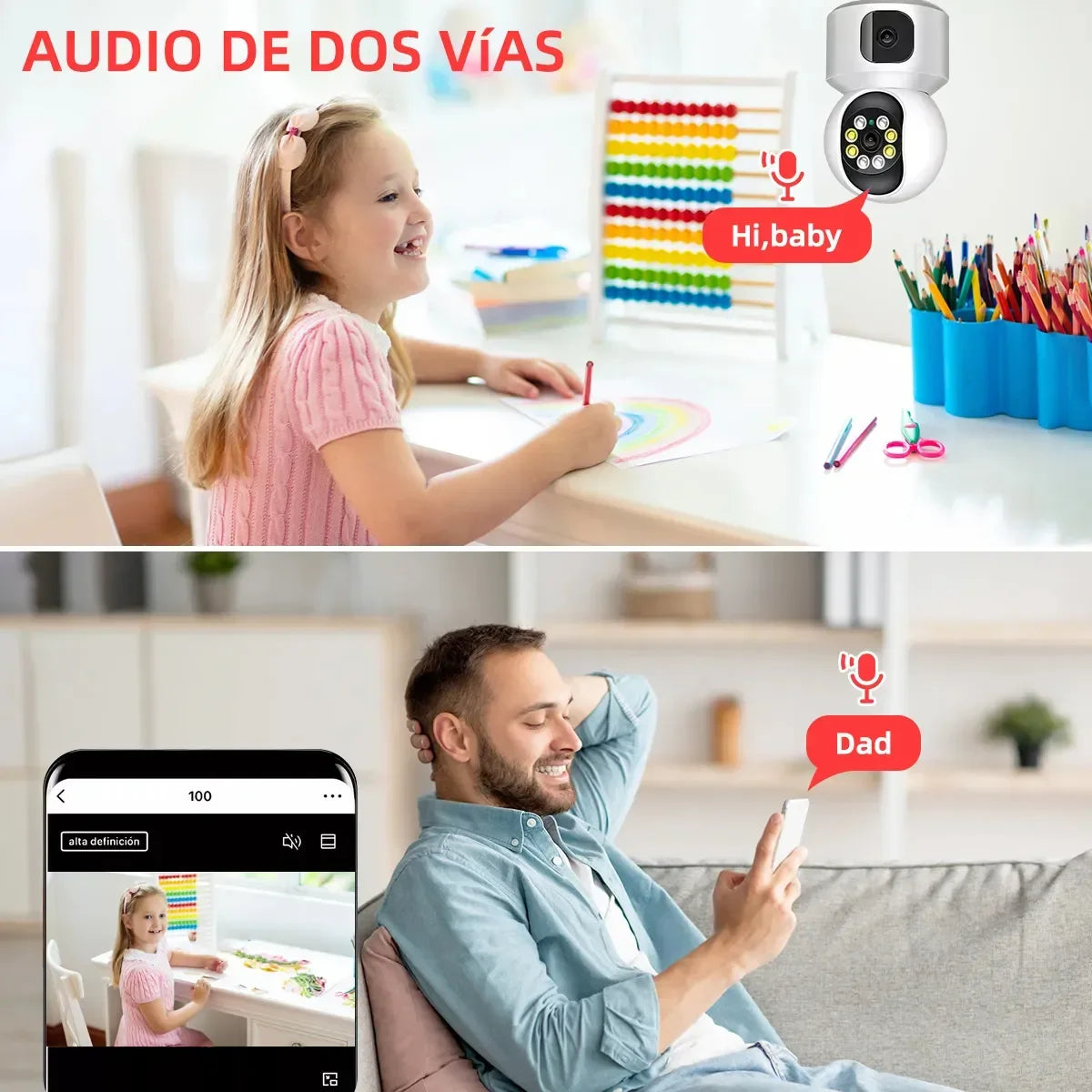 Cámara Interior IP 4 MP Doble Lente 180° – Wi-Fi, Visión Nocturna, Alarma - Mijaíl Tienda