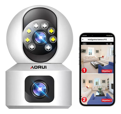 Cámara Interior IP 4 MP Doble Lente 180° – Wi-Fi, Visión Nocturna, Alarma - Mijaíl Tienda
