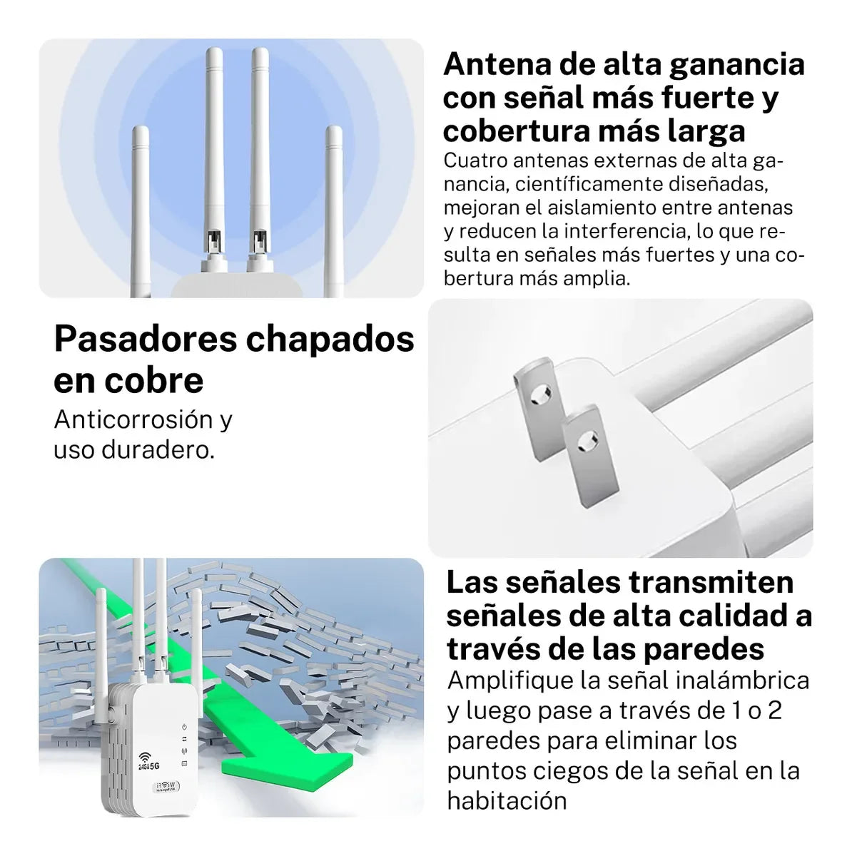 Repetidor Wi-Fi 1200 Mbps 5 GHz/2.4 GHz Dual Band | 4 Antenas, Hotspot, WPS, LAN, Hysmart | Extensor Cobertura Rápido - Mijaíl Tienda
