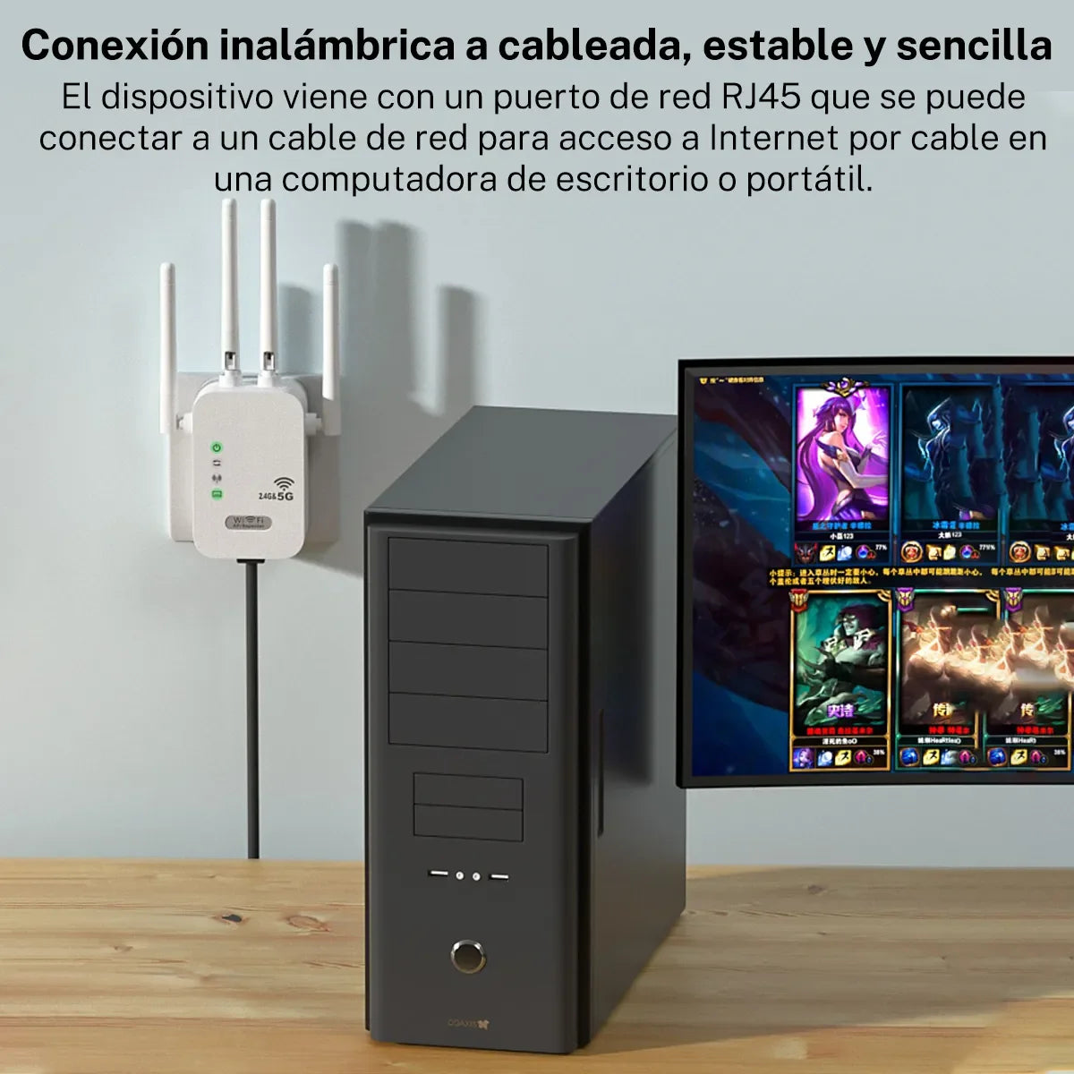 Repetidor Wi-Fi 1200 Mbps 5 GHz/2.4 GHz Dual Band | 4 Antenas, Hotspot, WPS, LAN, Hysmart | Extensor Cobertura Rápido - Mijaíl Tienda