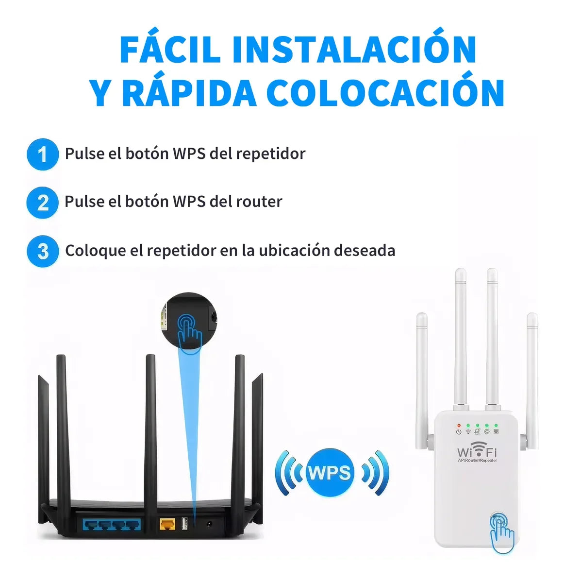 Repetidor Wi-Fi 300 Mbps 2.4 GHz | Extensor de Cobertura, WPS, LAN, 4 Antenas | Amplificador Señal Fácil, Compatible Todos los Modems - Mijaíl Tienda