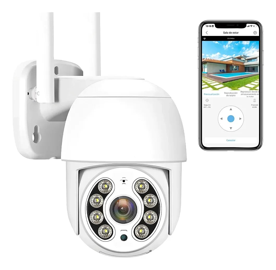 Cámara PTZ IP 3MP Exterior 360° | Wi-Fi, Audio Bidireccional, Visión Nocturna Color, Detección de Movimiento | IP66 - Mijaíl Tienda