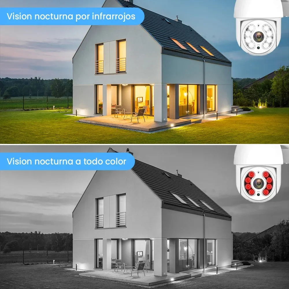 Cámara PTZ IP 3MP Exterior 360° | Wi-Fi, Audio Bidireccional, Visión Nocturna Color, Detección de Movimiento | IP66 - Mijaíl Tienda